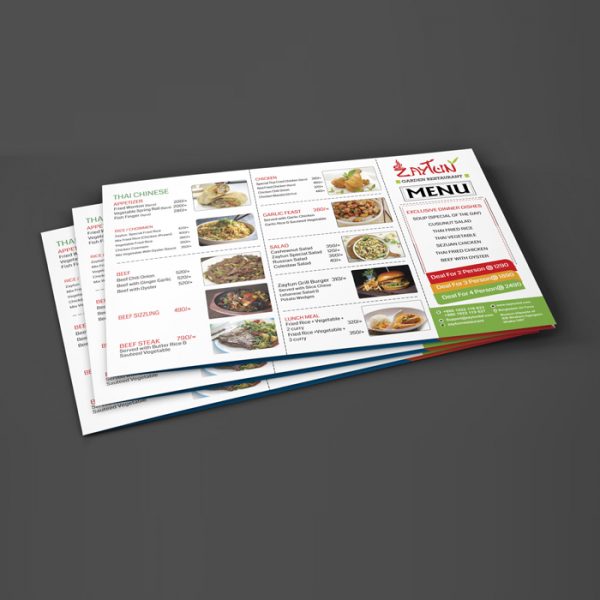 PVC Food Menu Board Printing for restaurants - Canvas